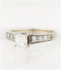 GSI 14K 5.1g Solid White Gold .5ct Diamond Engagement Ring Size-7.75